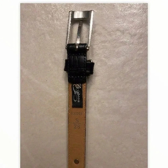 Brighton black leather belt with silver embellishments Vtg